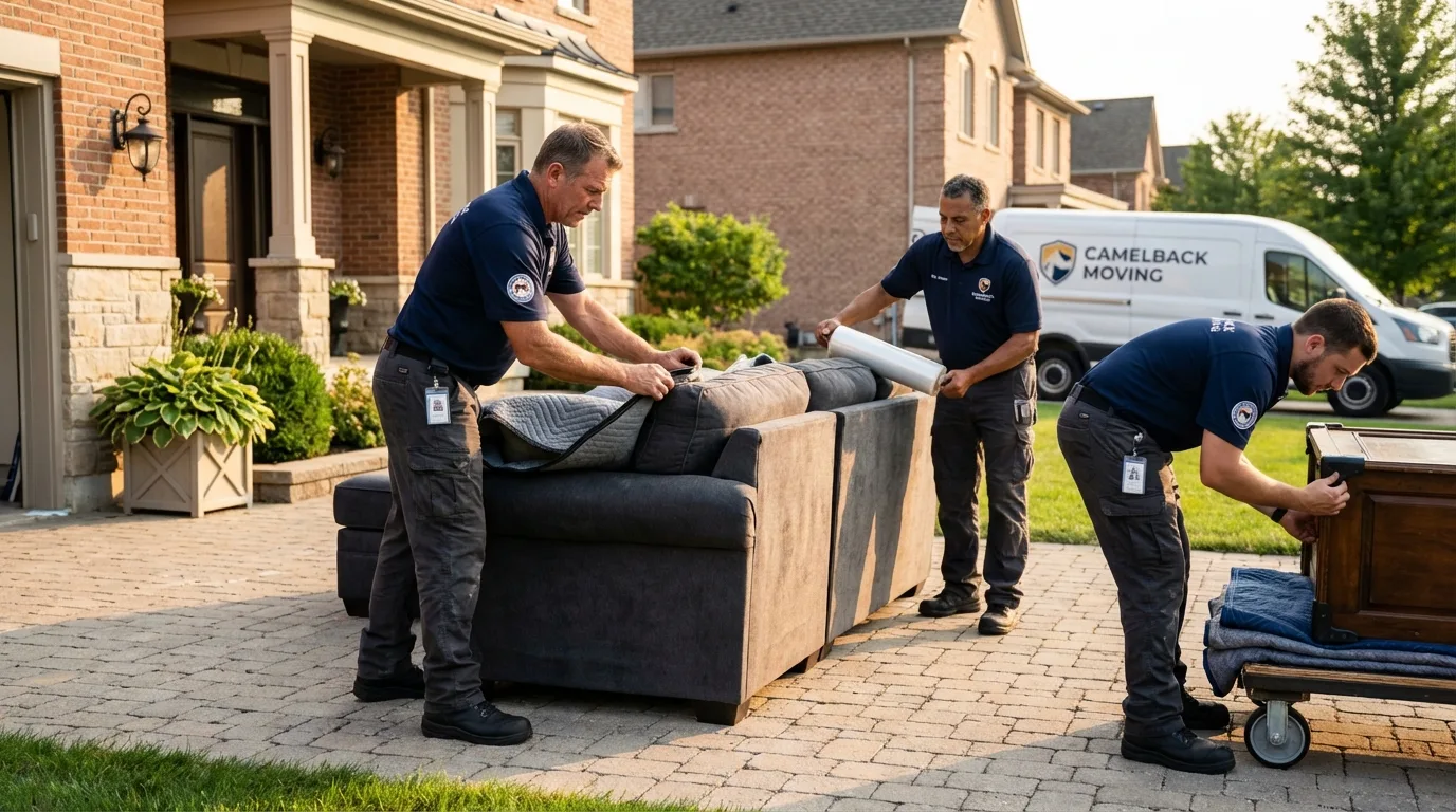 Large estate moving crew wrapping furniture in Hill City, KS