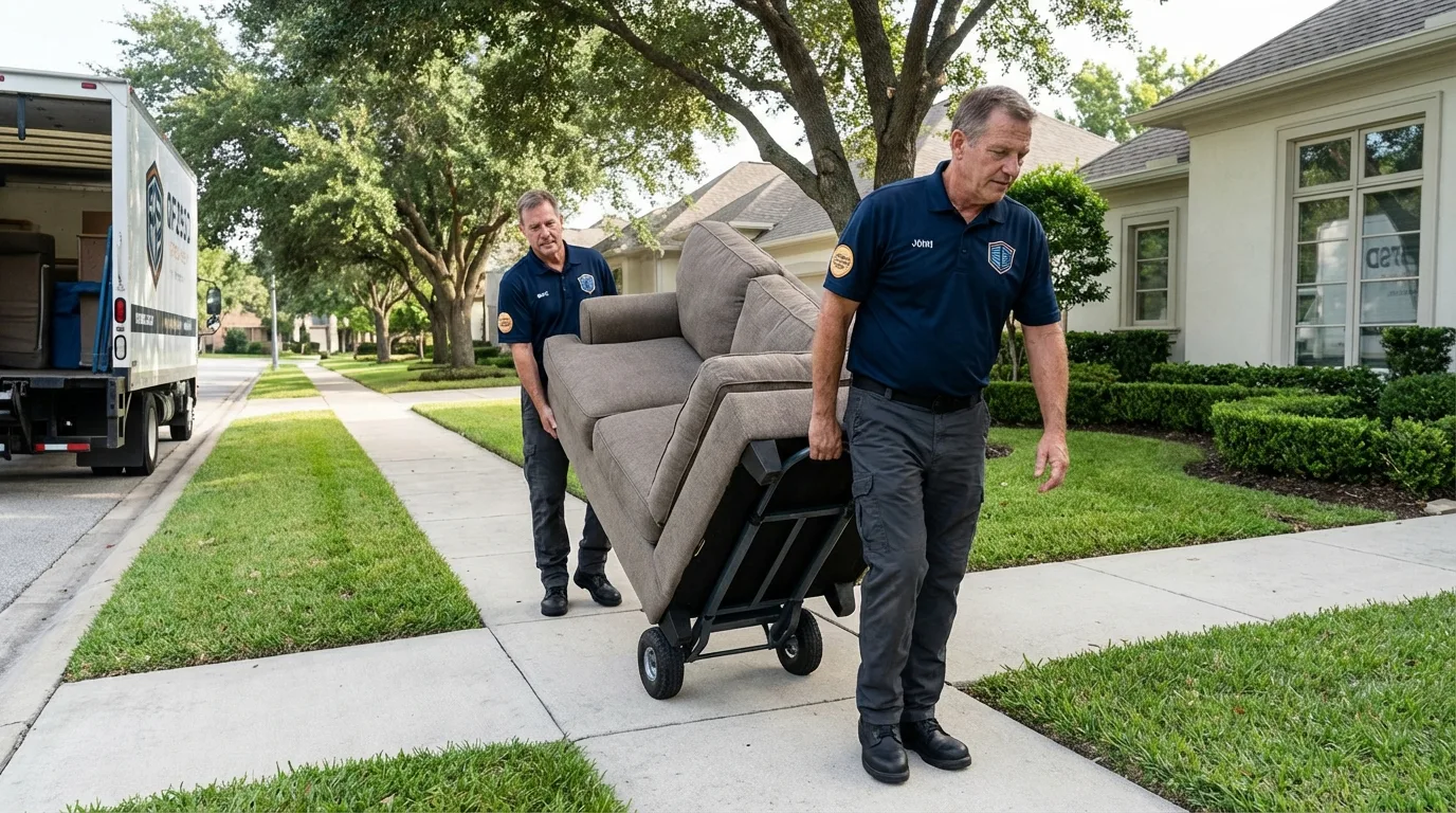 Local residential moving crew loading furniture in Hill City, KS