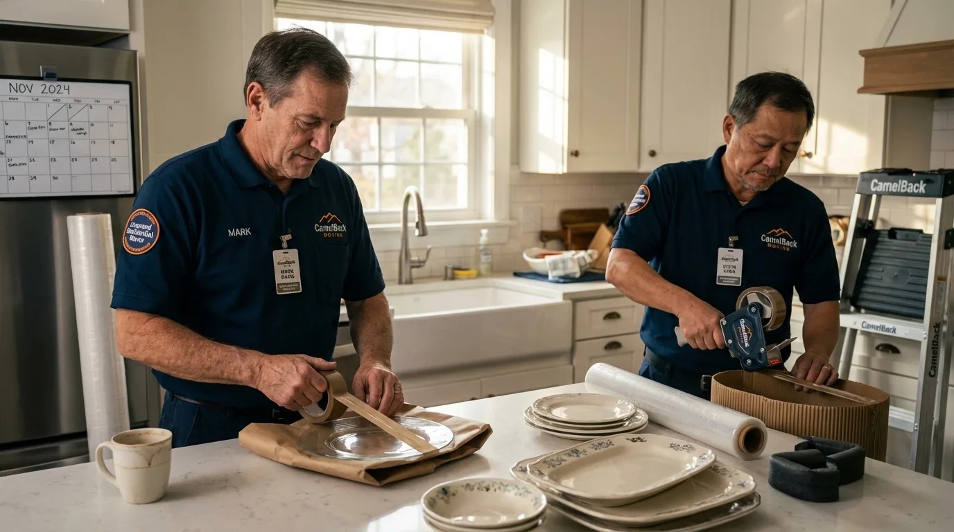 Professional crew packing kitchen dishware in Hill City, KS
